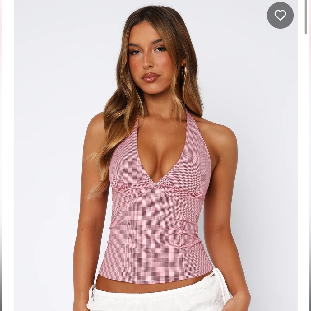 White Fox Red Gingham Halter Top - Picture 6 of 6